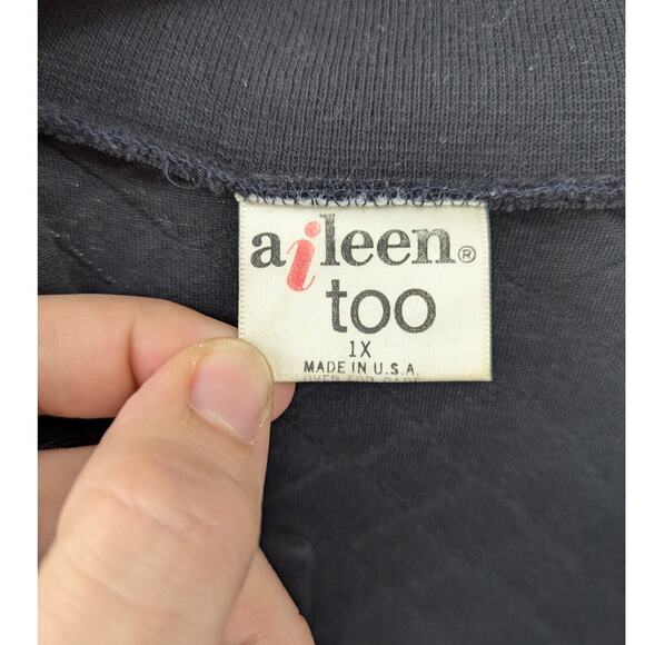 Vintage Aileen Too Quilted Lattice Button Close Black Cardigan Size 1X USA Made - Picture 4 of 5